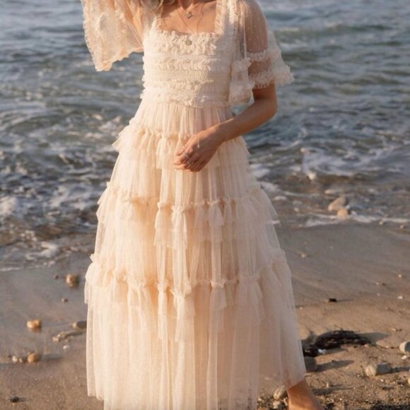 Needle & Thread Cream Ruffled Prom Dress - Picture 15 of 15